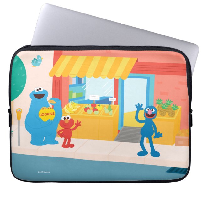 Sesamstraat | Straatscène Laptop Sleeve (Voorkant)