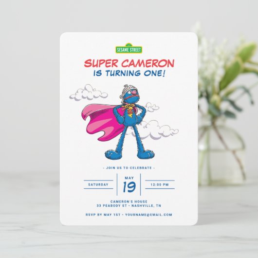 Sesamstraat | Super Grover Birthday Kaart (Staand voorkant)