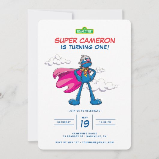 Sesamstraat | Super Grover Birthday Kaart (Voorkant)