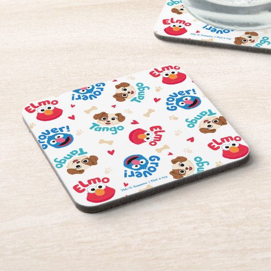 Sesamstraat | Tango, Elmo en Grover Pattern Bier Onderzetter (Linkerzijde)