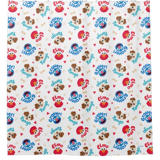Sesamstraat | Tango, Elmo en Grover Pattern Douchegordijn (Voorkant)