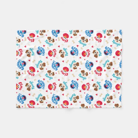 Sesamstraat | Tango, Elmo en Grover Pattern Fleece Deken (Voorkant (Horizontaal))