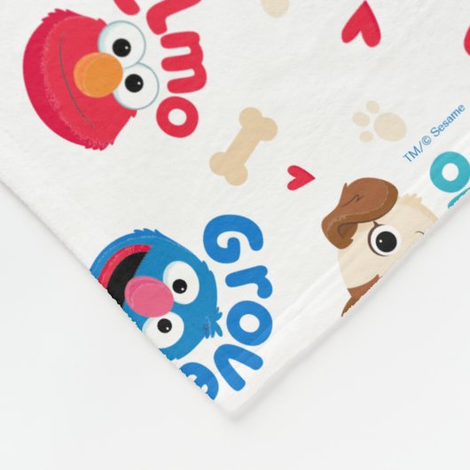 Sesamstraat | Tango, Elmo en Grover Pattern Fleece Deken (Hoek)