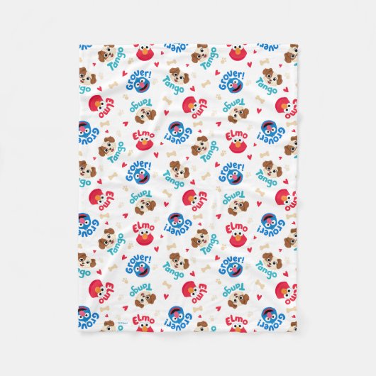 Sesamstraat | Tango, Elmo en Grover Pattern Fleece Deken (Voorkant)