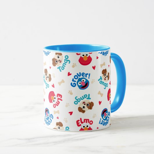 Sesamstraat | Tango, Elmo en Grover Pattern Mok (Voorkant rechts)