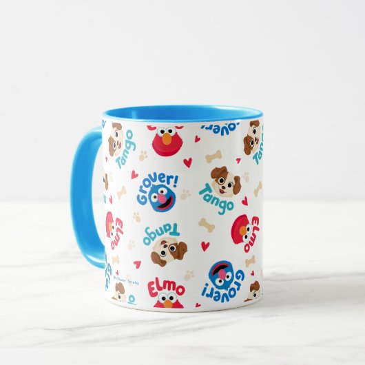 Sesamstraat | Tango, Elmo en Grover Pattern Mok (Voorkant links)