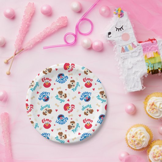 Sesamstraat | Tango, Elmo en Grover Pattern Papieren Bordje (Feest)