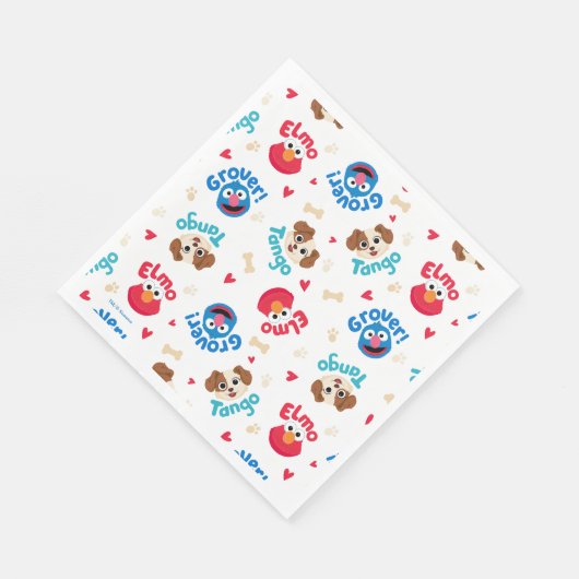 Sesamstraat | Tango, Elmo en Grover Pattern Servet (Hoek)