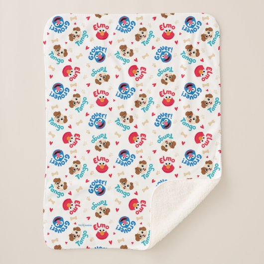 Sesamstraat | Tango, Elmo en Grover Pattern Sherpa Deken (Voorkant)
