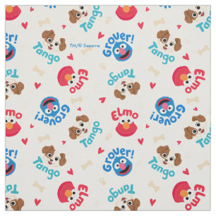 Sesamstraat Tango, Elmo en Grover Pattern Stof