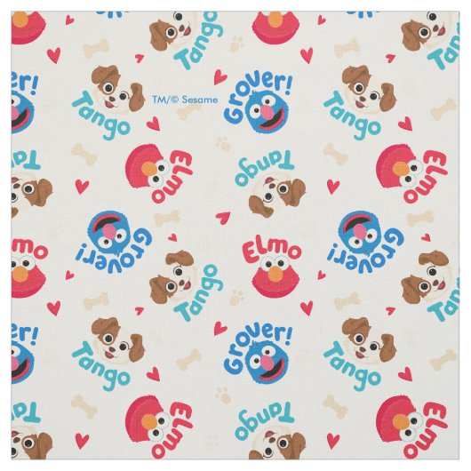 Sesamstraat | Tango, Elmo en Grover Pattern Stof (Swatch)