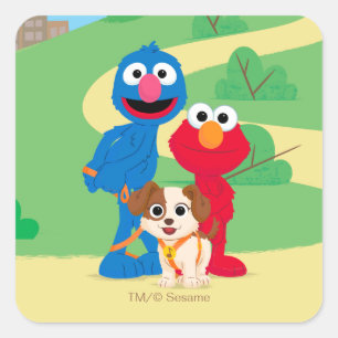 Sesamstraat Tango met Grover en Elmo Vierkante Sticker