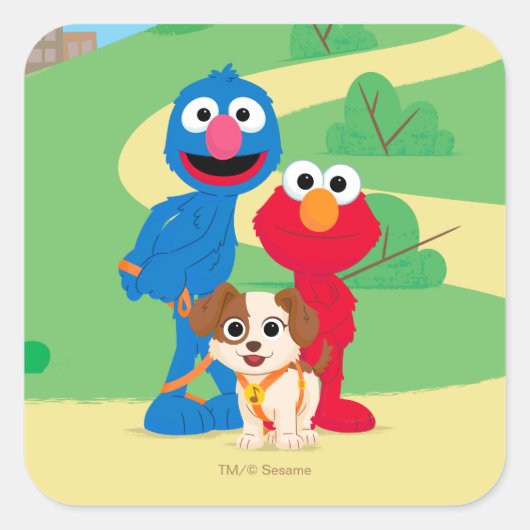 Sesamstraat | Tango met Grover en Elmo Vierkante Sticker (Voorkant)