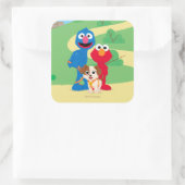 Sesamstraat | Tango met Grover en Elmo Vierkante Sticker (Tas)