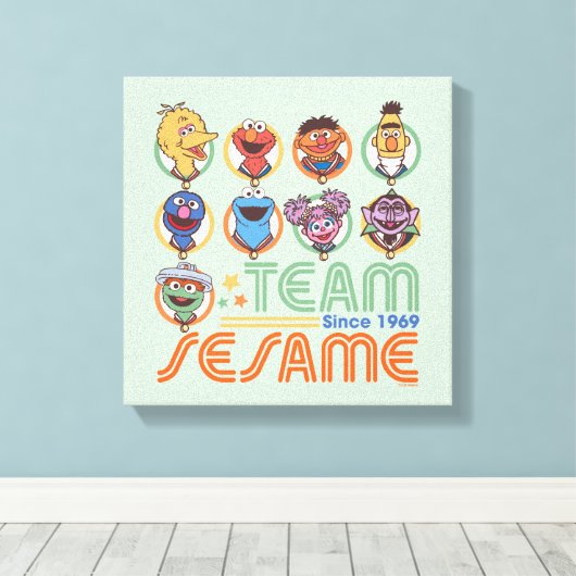 Sesamstraat | Team Sesame sinds 1969 Canvas Afdruk (Insitu (Houten vloer))