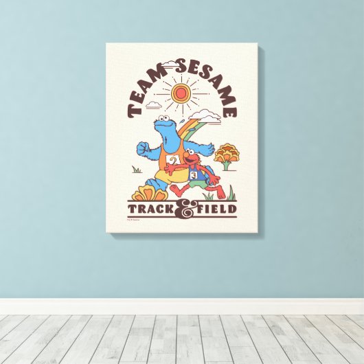 Sesamstraat | Team Sesame Track & Field Canvas Afdruk (Insitu (Houten vloer))