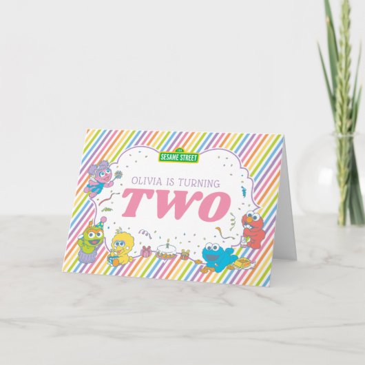 Sesamstraat| Tweede gestreepte verjaardag Kaart (Voorkant)