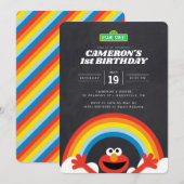 Sesamstraat | Uitnodiging van Elmo Rainbow Birthda (Voorkant / Achterkant)