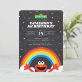 Sesamstraat | Uitnodiging van Elmo Rainbow Birthda (Staand voorkant)