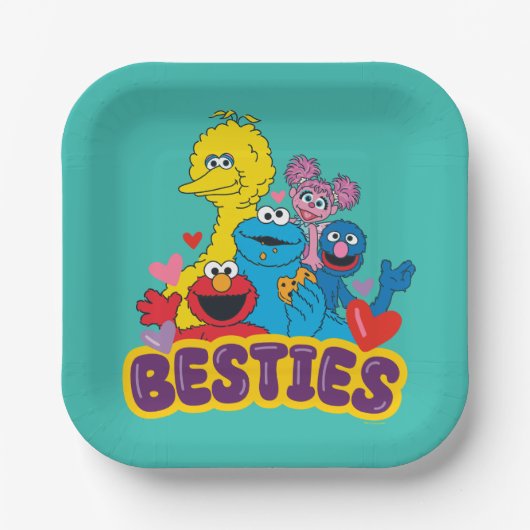 Sesamstraat Valentijn Besties Papieren Bordje (Voorkant)