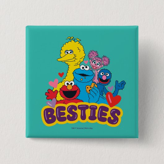 Sesamstraat Valentijn Besties Vierkante Button 5,1 Cm (Voorkant)