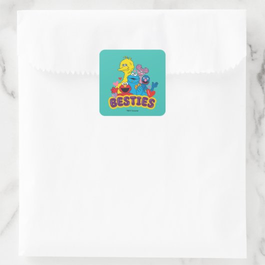 Sesamstraat Valentijn Besties Vierkante Sticker (Tas)