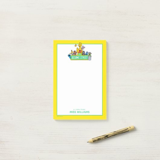 Sesamstraat | Volledige kleur met maten | Naam toe Post-it® Notes (Op bureau)