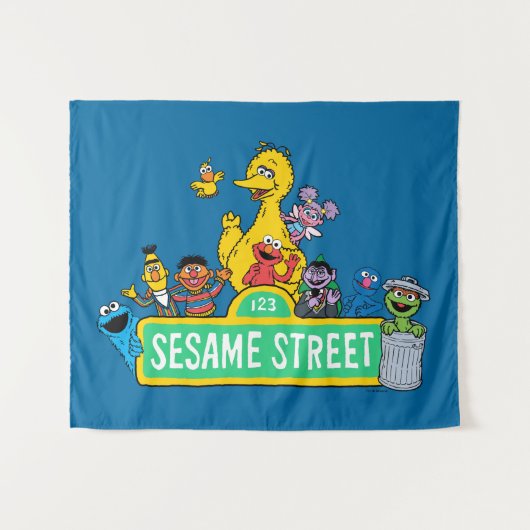 Sesamstraat | Volledige kleur met maten Wandkleed (Voorkant (horizontaal))