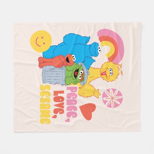 Sesamstraat | Vrede, liefde, Sesame Fleece Deken (Voorkant (Horizontaal))