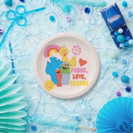 Sesamstraat | Vrede, liefde, Sesame Papieren Bordje (Feest)