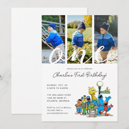  Sesamstraat Vrienden | 1e verjaardag foto Kaart (Voorkant / Achterkant)