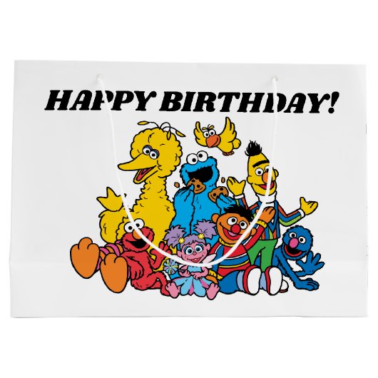 Sesamstraat Vrienden 1e verjaardag Groot Cadeauzakje (Achterkant)