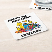 Sesamstraat Vrienden 1e verjaardag Kartonnen Onderzetters (Schuin)