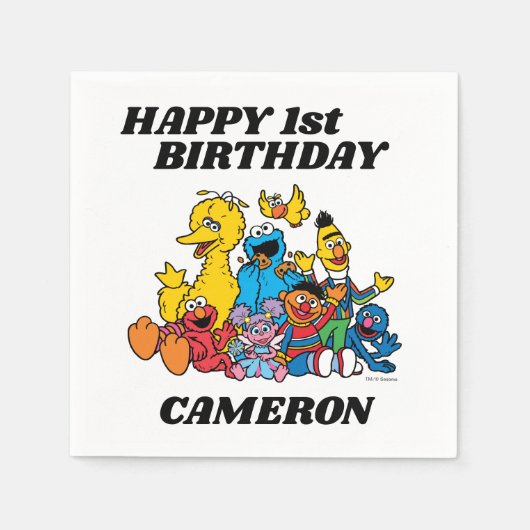 Sesamstraat Vrienden 1e verjaardag Servet (Voorkant)