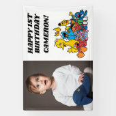 Sesamstraat Vrienden 1e verjaardag Spandoek (Verticaal)