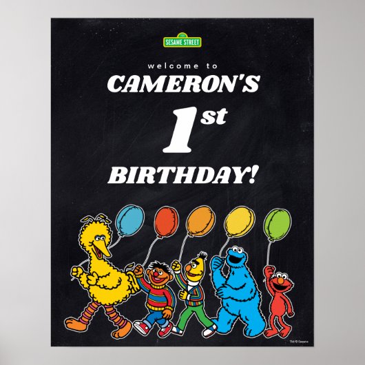Sesamstraat Vrienden 1e verjaardag van de Balloons Poster (Voorkant)