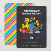 Sesamstraat Vrienden 1e verjaardag van het alkbord Kaart (Voorkant / Achterkant)