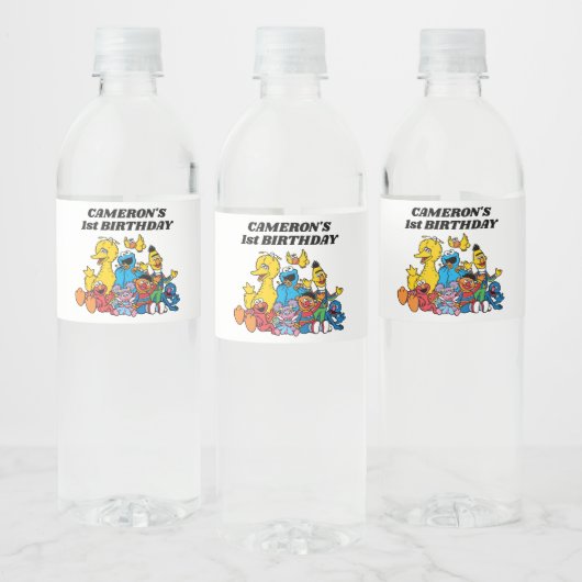 Sesamstraat Vrienden 1e verjaardag Waterfles Etiket (Flessen)