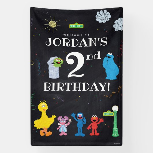 Sesamstraat Vrienden | 2e verjaardag Spandoek (Verticaal)