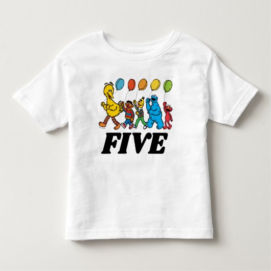Sesamstraat Vrienden | 5e verjaardag van de luchtb Kinder Shirts (Voorkant)