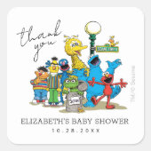 Sesamstraat Vrienden Baby shower Dank u wel Vierkante Sticker (Voorkant)