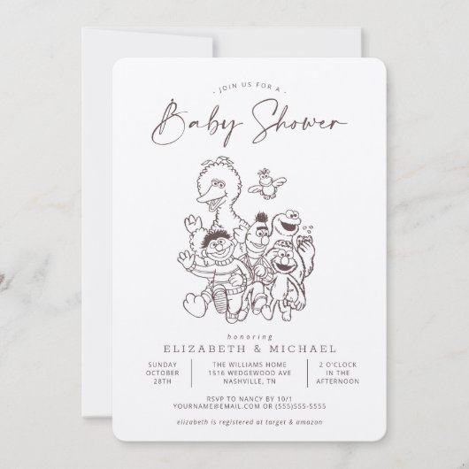  Sesamstraat Vrienden Baby shower Kaart (Voorkant)