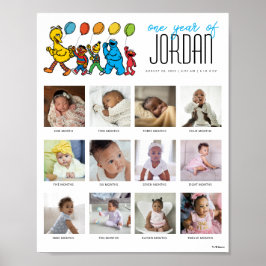 Sesamstraat Vrienden Ballonnen Een jaar van 12 maa Poster