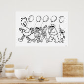 Sesamstraat Vrienden Ballonnen Verjaardag Kleuren Poster (Keuken)