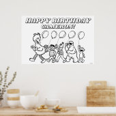 Sesamstraat Vrienden Ballonnen Verjaardag Kleuren Poster (Keuken)