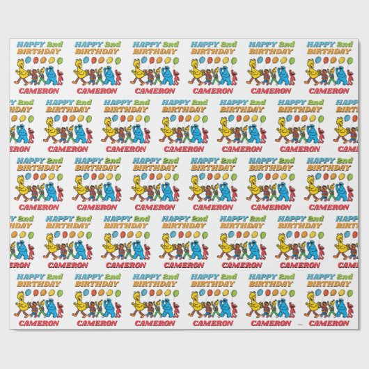 Sesamstraat Vrienden | Birthday-ballonnen Cadeaupapier (Vlak)