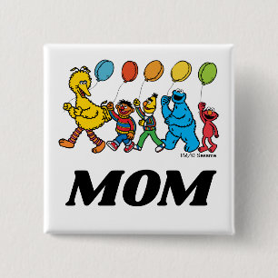 Sesamstraat Vrienden Birthday-ballonnen — Mam Vierkante Button 5,1 Cm