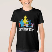 Sesamstraat Vrienden | Birthday Boy - Naam & Leeft Tri-Blend Shirt (Voorkant)