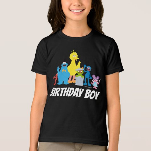 Sesamstraat Vrienden | Birthday Boy - Naam & Leeft Tri-Blend Shirt (Voorkant)