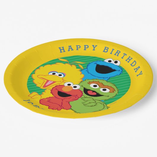 Sesamstraat Vrienden Birthday Papieren Bordje (Gekanteld)